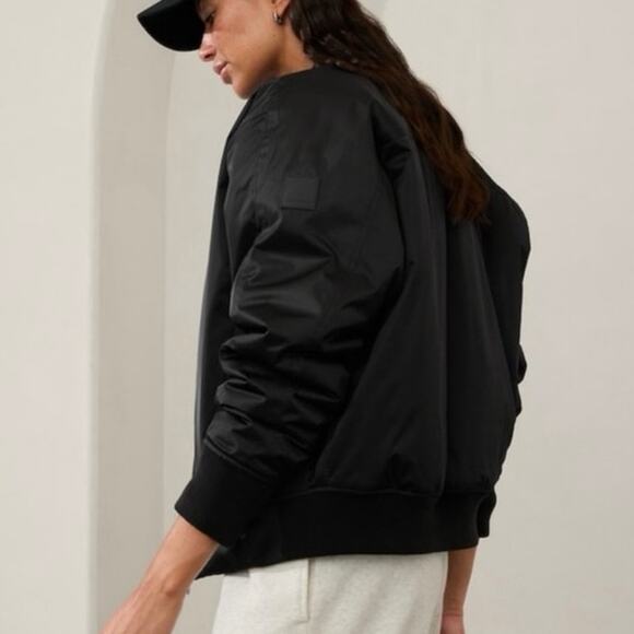 Athleta Sateen Bomber Jacket Black Size Large Tall NWT - Picture 11 of 11